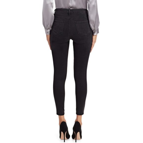 L'AGENCE Margot High-Rise Leopard-Crystal Skinny Jeans, Dark Graphite - Picture 2 of 6